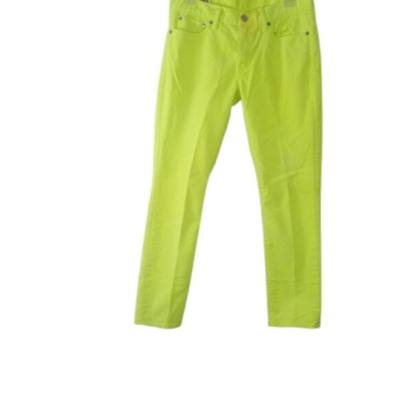 Polo Ralph Lauren Womens Tompkins Skinny Crop Corded Jeans in Neon Green 28 - Picture 1 of 4